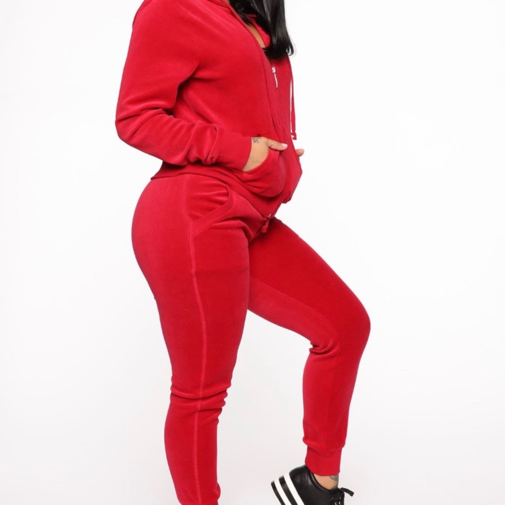 2 piece red velour set